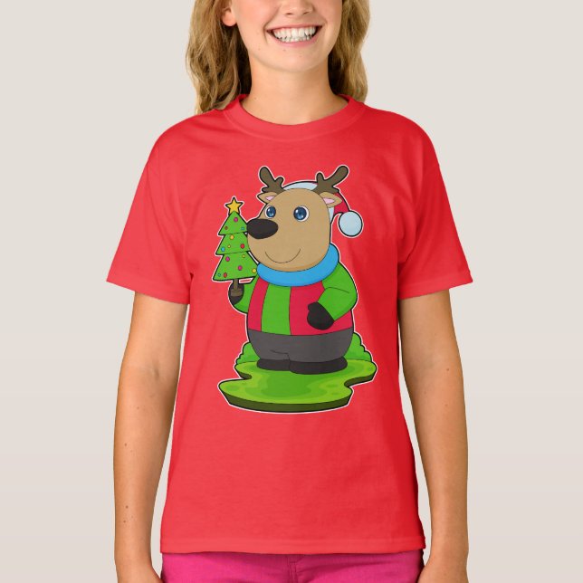 Camiseta Árbol de Navidad de Navidades de renos (Anverso)