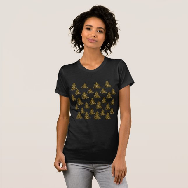 Camiseta Árbol de Navidad de oro espumoso (Anverso completo)