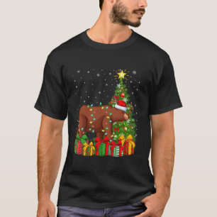 Camiseta Árbol de Navidad de oso iluminar Santa Hat Grizzly