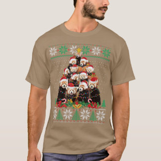 Camiseta Árbol de Navidad de Panda Rojo Santa Hat ilumina S