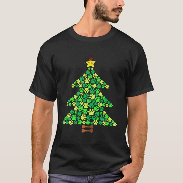 Camiseta Árbol de Navidad de Papas de Perro enciende a aman (Anverso)