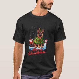Camiseta Árbol de Navidad de Pastor Alemán Merry Encende Pe
