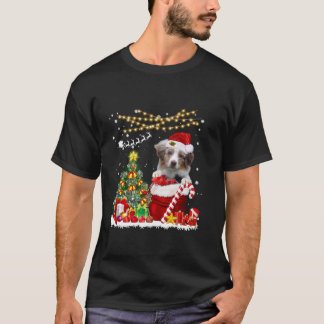 Camiseta Árbol de Navidad de Pastor Australiano enciende pe