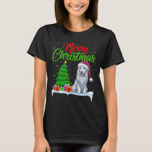 Camiseta Árbol de Navidad de Perro Akbash enciende divertid
