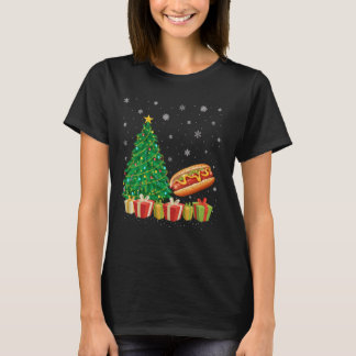 Camiseta Árbol de Navidad de perro caliente iluminando a Sa