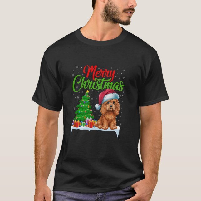 Camiseta Árbol de Navidad de perro Cockapoo Enciende Navida (Anverso)