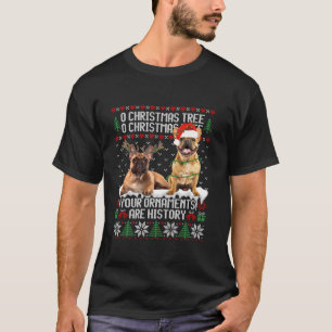 Camiseta Árbol de Navidad de perro de Bulldog francés ilumi