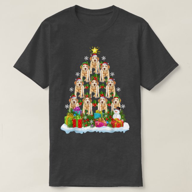 Camiseta Árbol de Navidad de perro de Labrador iluminando S (Diseño del anverso)