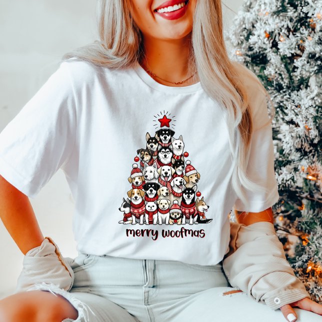 Camiseta Árbol de Navidad de Perro de Madera Woofmas (Subido por el creador)