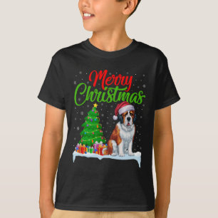 Camiseta Árbol de Navidad de Perro de San Bernardo enciende
