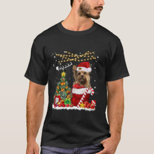 Camiseta Árbol de Navidad de Perro de Yorkshire enciende Na