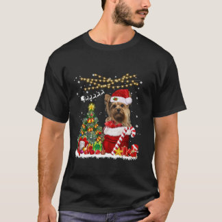 Camiseta Árbol de Navidad de Perro de Yorkshire enciende Na