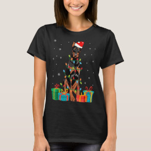 Camiseta Árbol de Navidad de Perro Doberman enciende pipa
