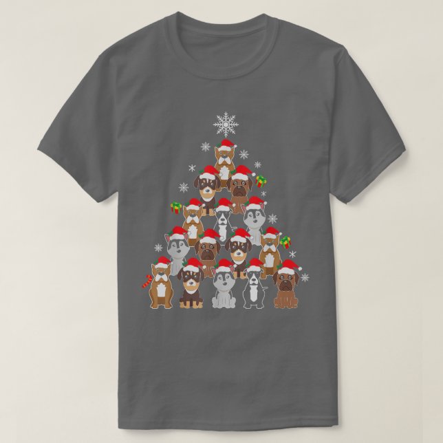 Camiseta Árbol de Navidad de perro lindo ilumina al propiet (Diseño del anverso)
