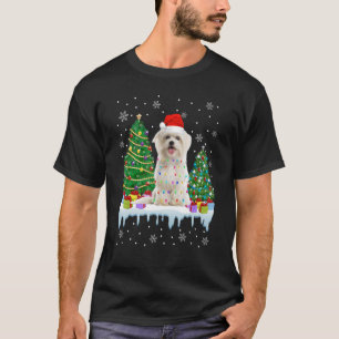 Camiseta Árbol de Navidad de perro maltés enciende pipa