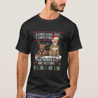 Camiseta Árbol de Navidad de Perro Pitbull Enciende A Perro