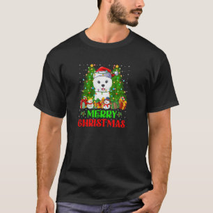 Camiseta Árbol de Navidad de perro samoyano ilumina Santa S