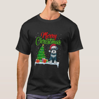 Camiseta Árbol de Navidad de Perro Schnauzer enciende Navid