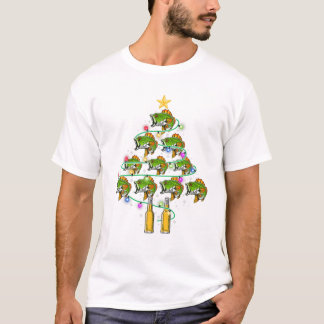Camiseta Árbol de Navidad de Pescado y Cerveza