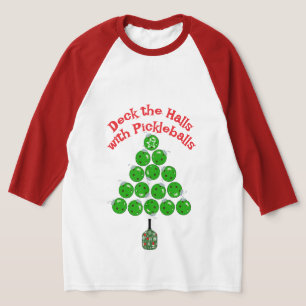 Camiseta Árbol de Navidad de Pickleball Decorar las salas