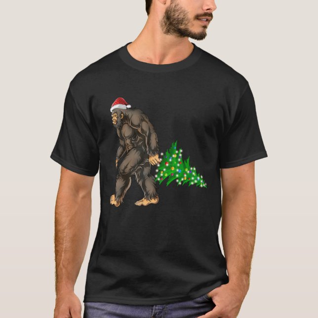 Camiseta Árbol de Navidad de pie grande enciende Navidad Sa (Anverso)