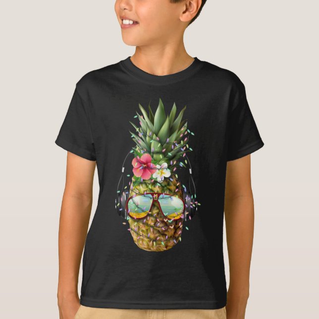Camiseta Árbol de Navidad de piña ilumina Aloha Xmas Regalo (Anverso)