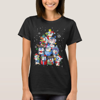 Camiseta Árbol de navidad de pingüino lindo decoro árbol de