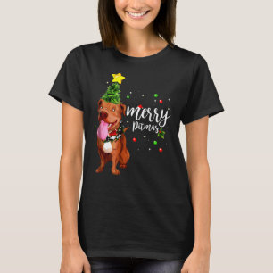 Camiseta Árbol de navidad de Pitmas con Feliz Pitbull