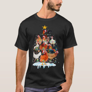 Camiseta Árbol de Navidad de pollo enciende Navidad de poll