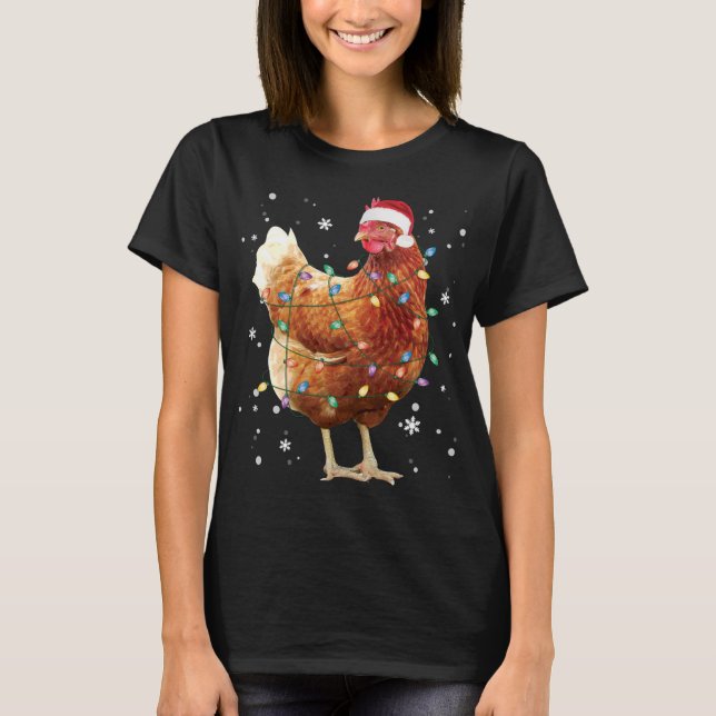 Camiseta Árbol de Navidad de pollo enciende Navidad diverti (Anverso)