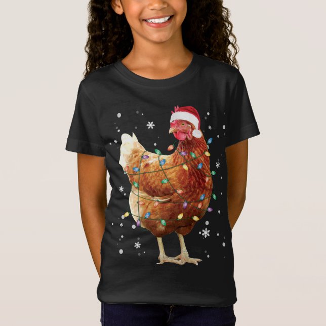 Camiseta Árbol de Navidad de pollo enciende Navidad diverti (Anverso)