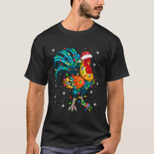 Camiseta Árbol de Navidad de pollo gallo Santa Hat Funny Xm