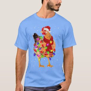 Camiseta Árbol de navidad de pollo Santa Hat Fairy Lights A