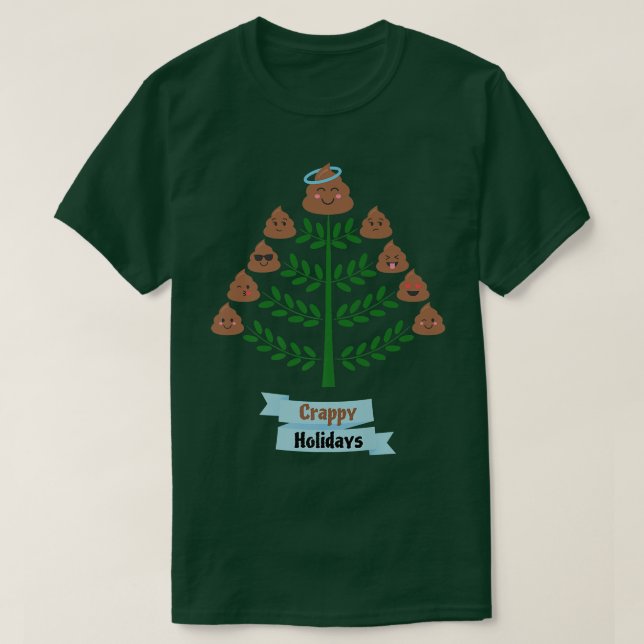 Camiseta Árbol de Navidad de poop alegres fiestas de mierda (Diseño del anverso)