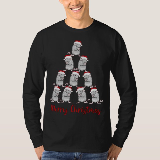 Camiseta Árbol de Navidad de Rata Cuta (Anverso)