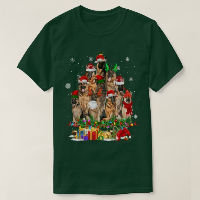 Camiseta Árbol de navidad de reno de pastor alemán Santa Ha (Diseño del anverso)