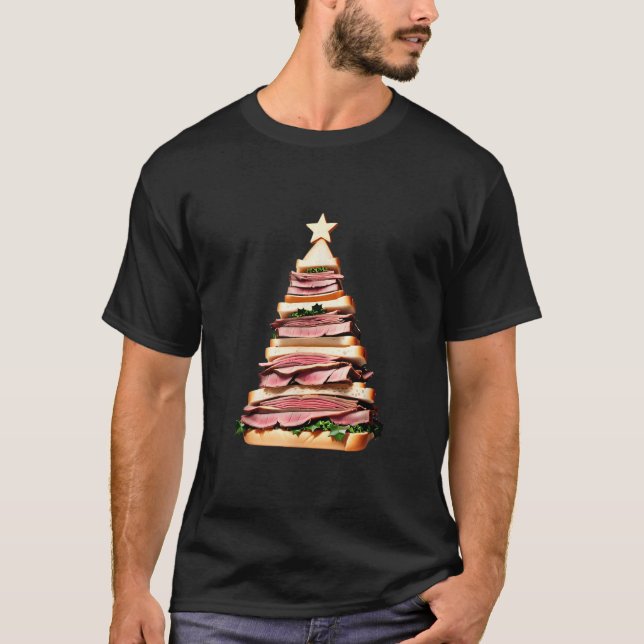 Camiseta Árbol de Navidad de Sandwich de carne asada (Anverso)