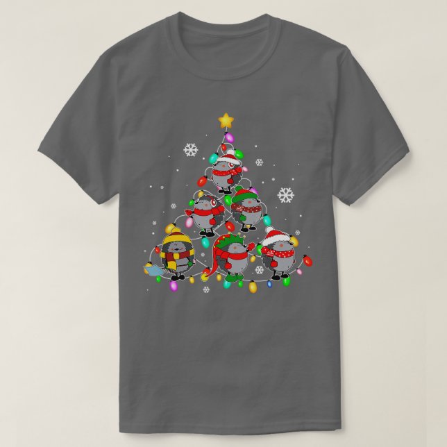 Camiseta Árbol de Navidad de Santa Hedgehog enciende pijama (Diseño del anverso)