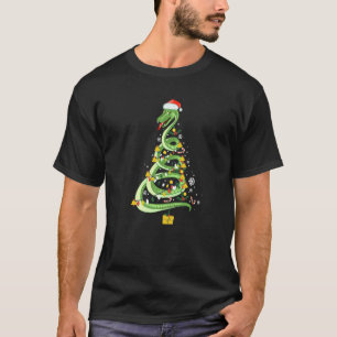 Camiseta Árbol de navidad de serpiente Cute Santa Hat ilumi