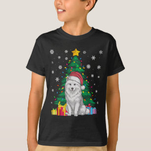 Camiseta Árbol de Navidad de sudor feo ilumina Perro Samoye
