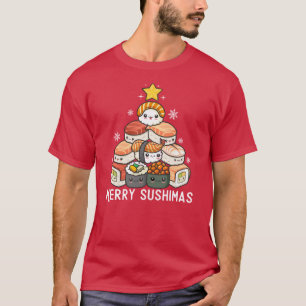 Camiseta Árbol de Navidad de Sushi Kawaii Arte de Comida Ja