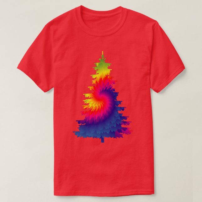 Camiseta Árbol de Navidad de tinte de tinta (Diseño del anverso)