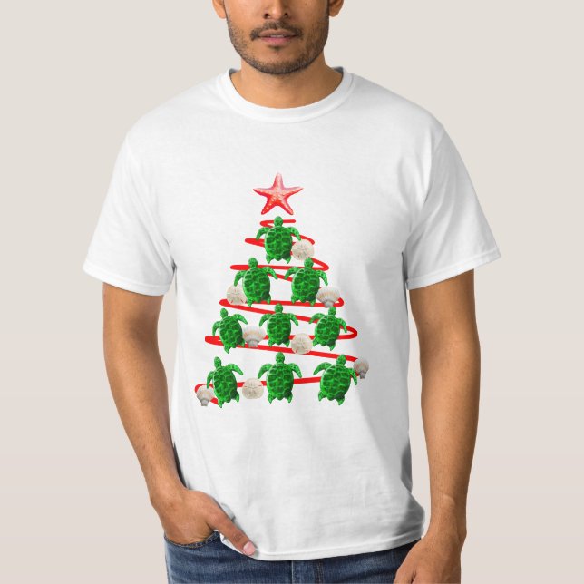 Camiseta Árbol de Navidad de tortugas del Mar Verde (Anverso)