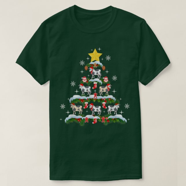 Camiseta Árbol de Navidad de vaca Santa enciende copas de n (Diseño del anverso)