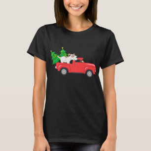 Camiseta Árbol de Navidad de vagón de perro vintage en coch