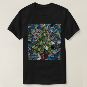 Camiseta Árbol de Navidad de Vidrio Pintado Estilo Tiffany