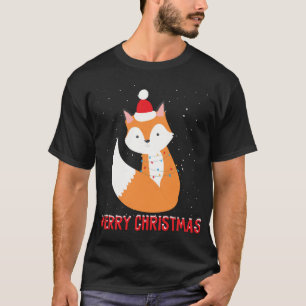Camiseta Árbol de Navidad de zorro lindo alumbrado navidad 