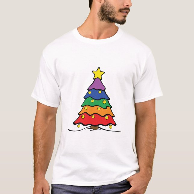 Camiseta árbol de navidad del arco iris (Anverso)
