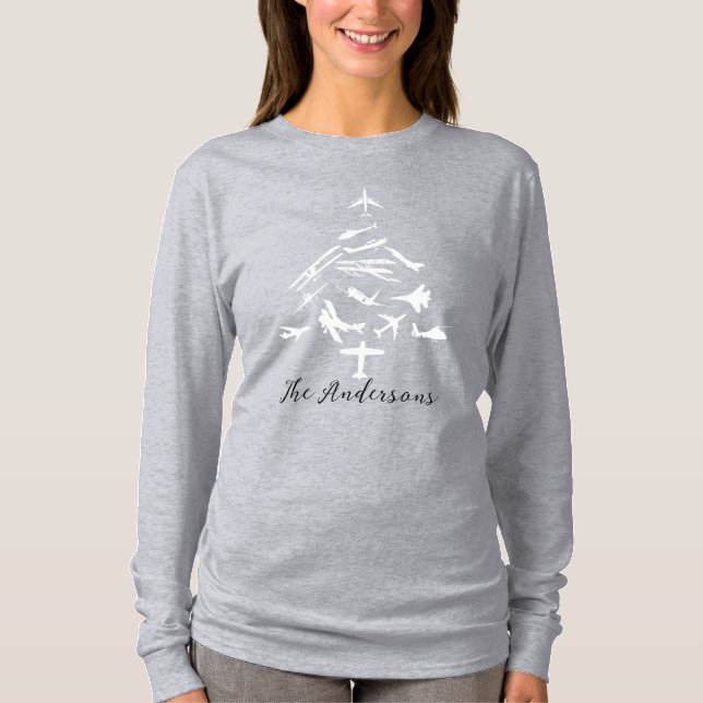 Camiseta Árbol de Navidad del avión Guay, aviación, persona (Anverso)