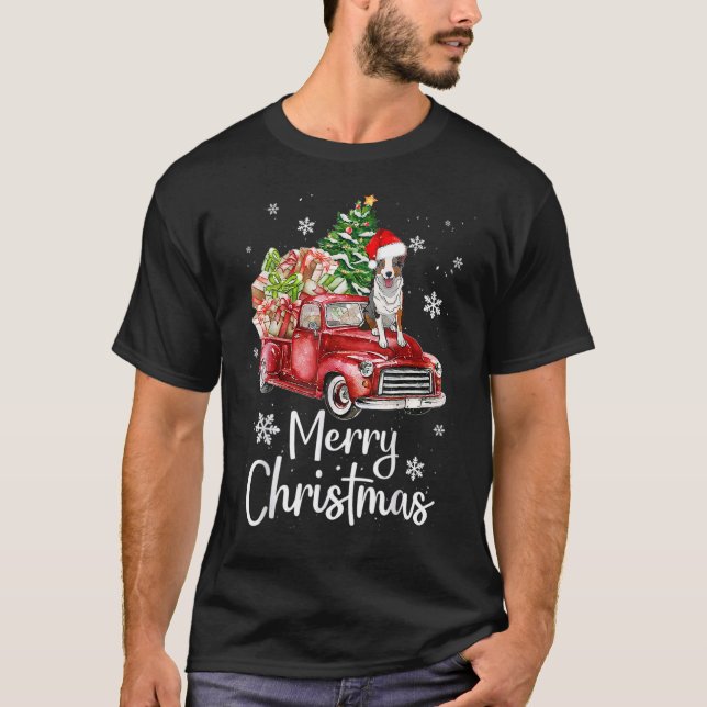 Camiseta Árbol de navidad del camión rojo de cola de perro  (Anverso)
